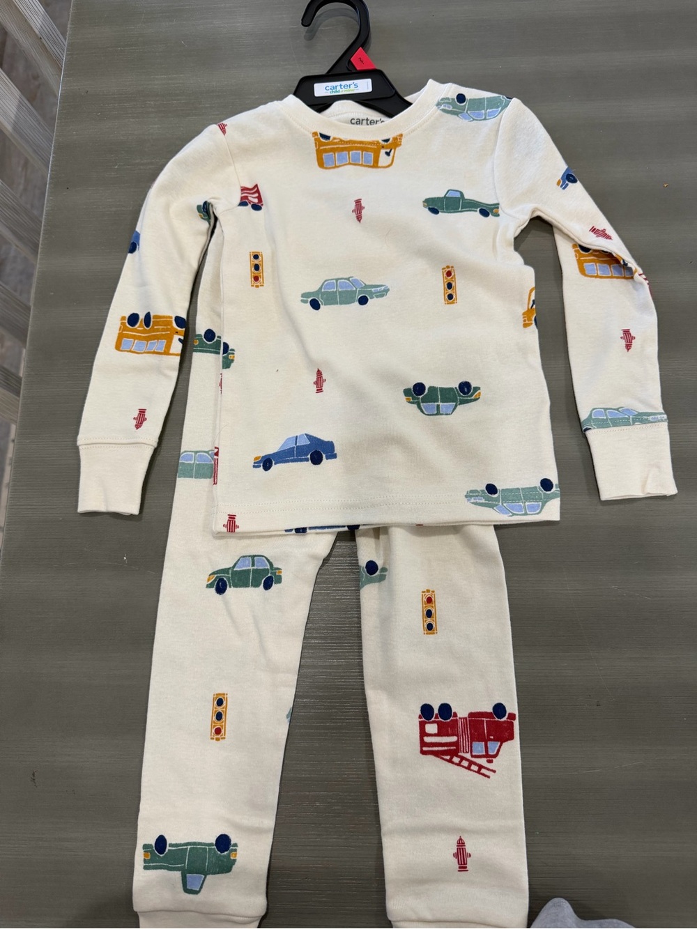 Carter's Cream Kids Pajama Set with Multi-Color Car & Traffic Prints